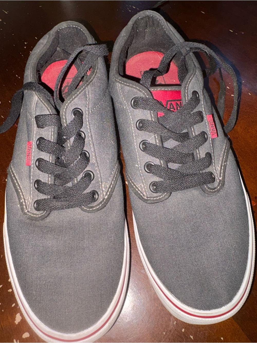 Vans Men’s Black Canvas Low-Top Sneakers with Red Insole and Tag Accents